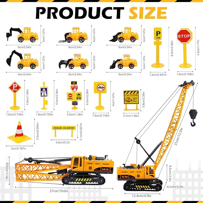 16 Pieces Construction Cake Topper Construction Birthday Party
