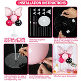 Pink Mouse Party Balloons Stand Kit 2 Sets with 2 Bow Foil Balloons