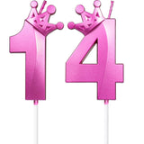 Metallic Purple Number Birthday Candle, Kpop Theme Cake Topper for 14