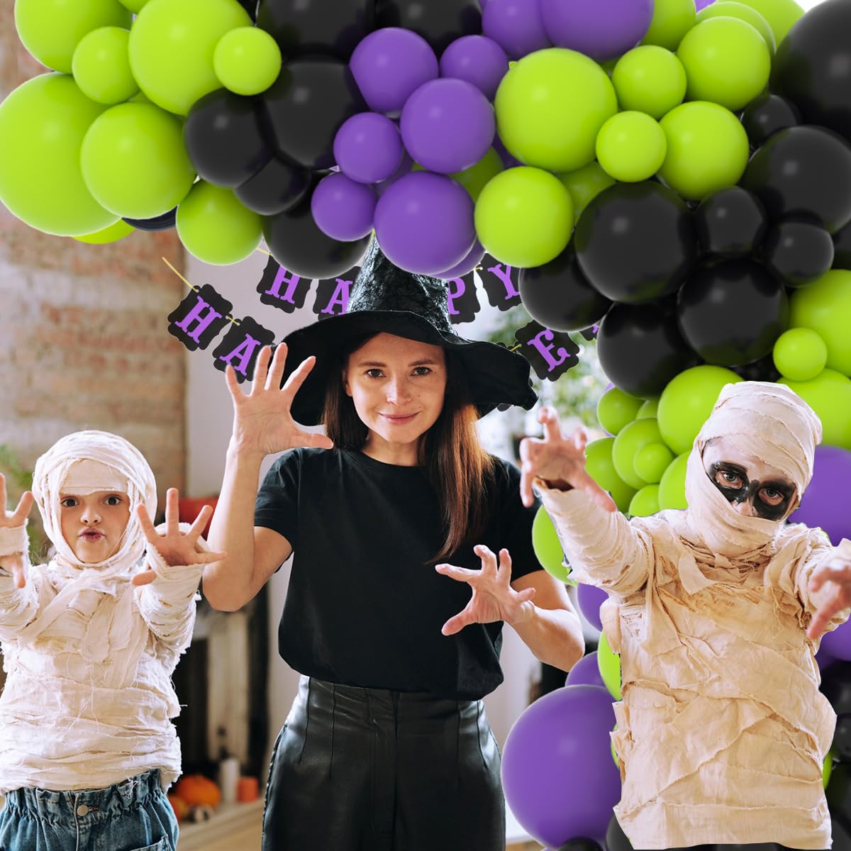 Lime Green Purple Black Balloon Garland Kit, 122PCS Black Purple Fruit