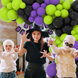 Lime Green Purple Black Balloon Garland Kit, 122PCS Black Purple Fruit