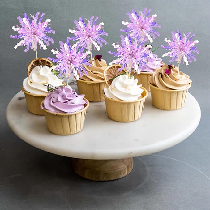 Gyufise 30Pcs Foil Firework Cupcake Toppers Happy Birthday Cake Topper