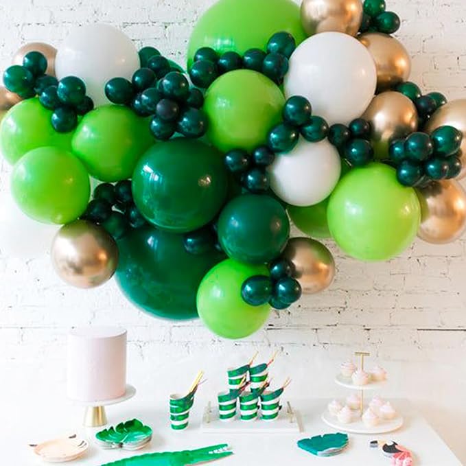 PartyWoo Dark Green Balloons 100pcs Different Sizes of 18 12 10 5