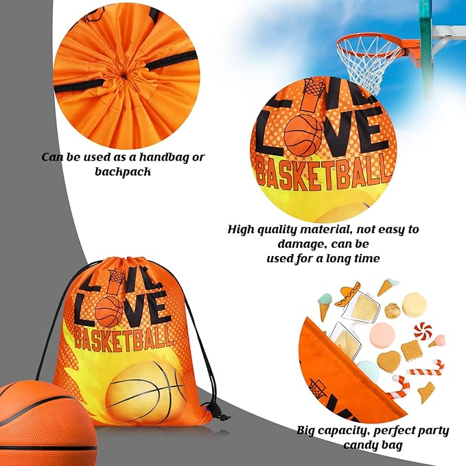 36 Pcs Basketball Party Favors 12 Basketball Drawstring Gift Bags