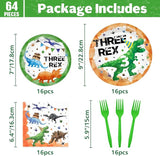Three Rex Birthday Decorations 64PCS Dinosaur Plates Napkins and