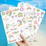 Temporary Tattoo for Kids Unicorn Rainbow Flower Cute-118 Glitter