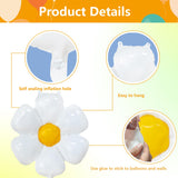 EUVBOKW 21PCS Daisy Balloons,White Foil Flower Balloons Set for Groovy