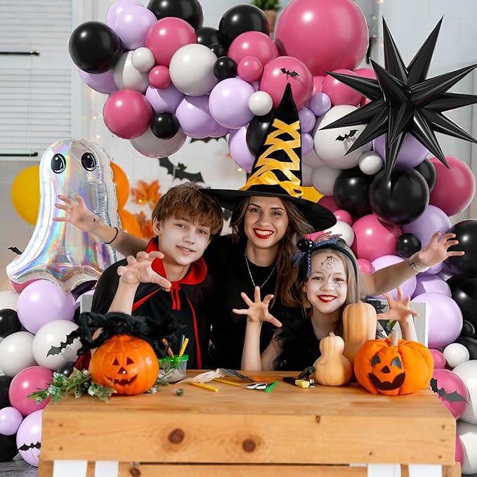 120 Pcs Halloween Balloon Arch Paready Ghost Star Foil Balloon Black