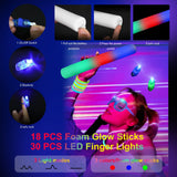 OLUPP 282 PCS Glow in the Dark Party Supplies, 18 Foam Sticks, 18 LED