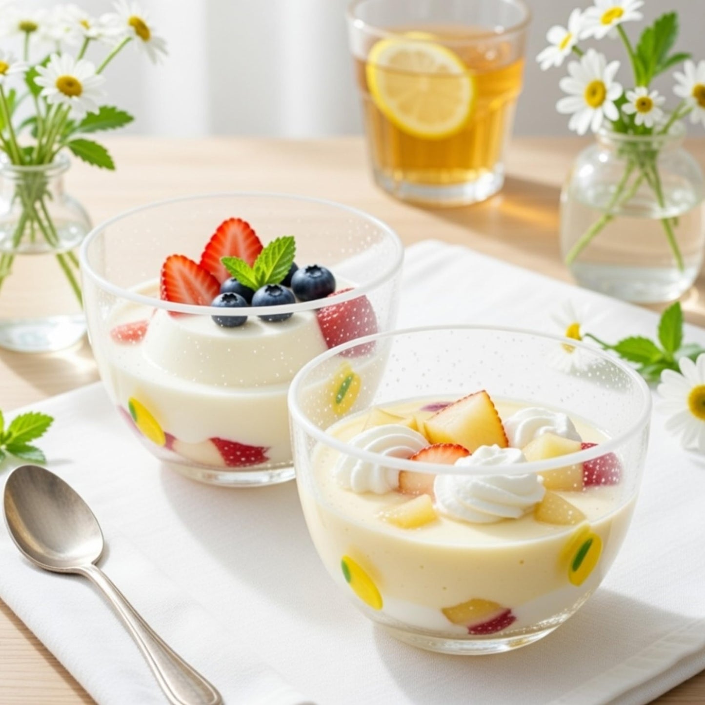 Potchen 2 Pcs Lemon Glass Fruit Bowl, 14oz Clear Glass Citrus Candy