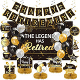 Happy Retirement Party Decorations Men Women, Black and Gold