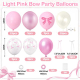 Pink Bow Balloons, 60PCS Double Stuffed Pearl White Light Pink