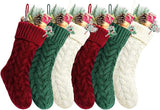 Christmas Stockings, 20 Inch Burgundy, Ivory, Green Cable Knit