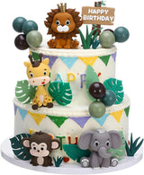 40 Pcs Safari Animal Cake Topper Realistic Jungle Wild Cake Toppers