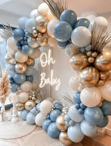 Dusty Blue and Gold Balloons - 12 Inch Dusty Blue Balloons Metallic