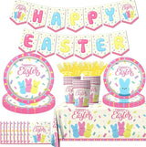 Easter Party Supplies 142Pcs Easter Party Plates Napkins Tablecloths