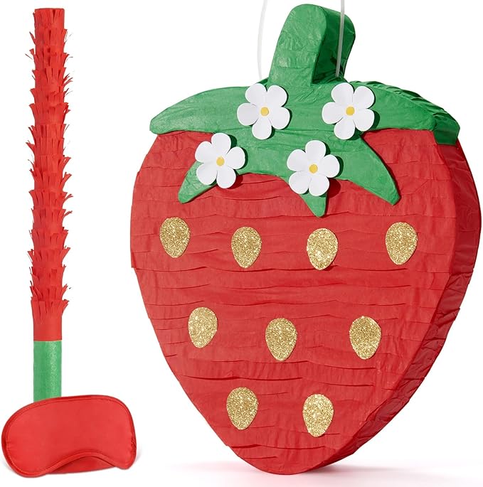Red Strawberry Piñata For Kids Strawberry Baby Shower Piñata