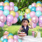 HILAVO Pastel Balloons 60 Pcs Metallic Pink Purple Teal Blue Yellow