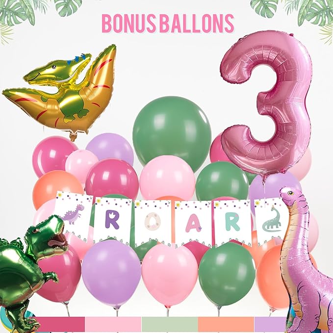 Dinosaur Balloon Garland Arch Kit Pastel Pink green and purple with #2