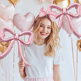 4pcs Pink Bow Foil Balloons Set Bow Mylar Balloons for Coquette