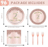24 Sets 2nd Rose Gold Birthday Party Decrations for Girls 2 Birthday