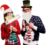 28 PCS Christmas Photo Booth Props Christmas Party Supplies Selfie