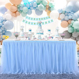 14ft Baby Blue Tulle Table Skirt for Baby Shower Boy Light Blue Tutu