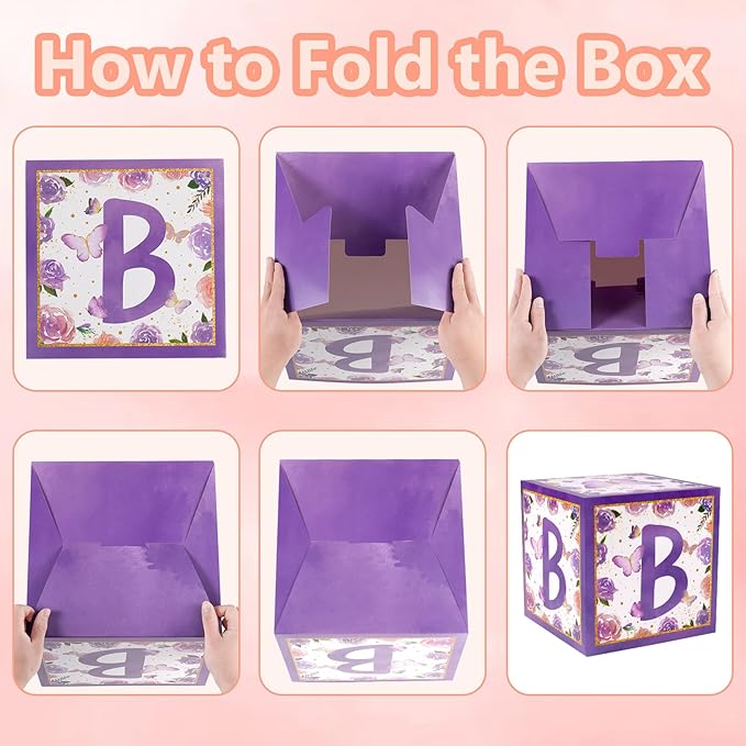 Baby Boxes with Letters and Butterfly Balloons for Gender Reveal