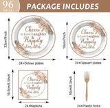 96Pcs Boho Bridal Shower Party Plates and Napkins for Bride Wedding