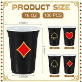 100 Pack Casino Party Cups 16 oz Poker Theme Disposable Plastic Cups