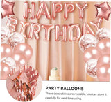 28pcs Rose Gold Birthday Balloons Set with Latex Foil and Sequin