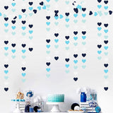 Light-Navy Blue White Party-Decorations Heart-Garland - 52ft Bridal