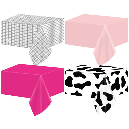 CHUNNIN 4PCS Disco Cowgirl Party Decorations Pink Cowgirl Tablecloth