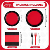 200Pcs Red and Black Party Decorations Valentine's Day Red and Black
