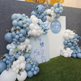 Dusty Blue Balloon Arch Kit, 162pcs Dusty Light Blue White and Clear