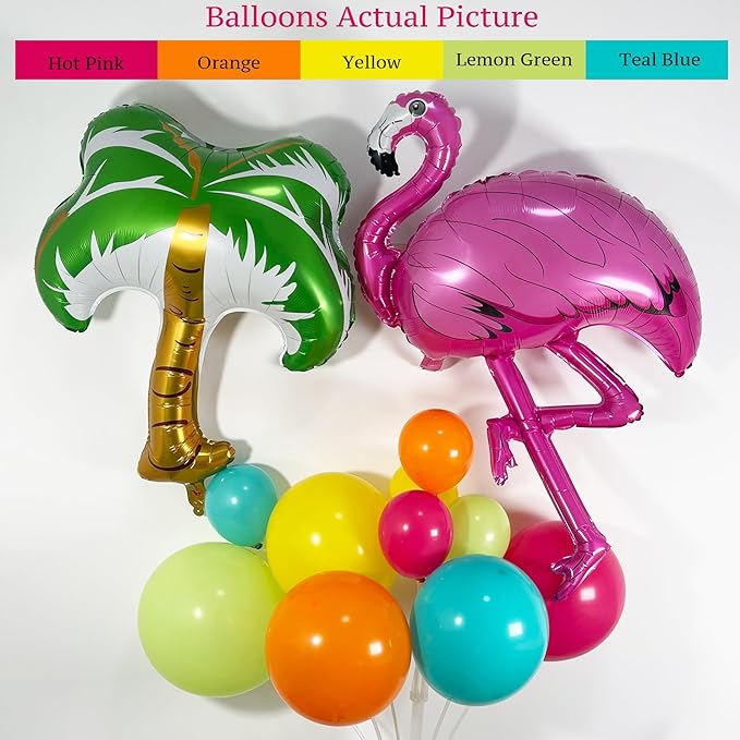 146Pcs Tropical Aloha Balloon Arch Garland Kit with Flamingo Palm