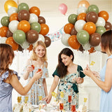 Funhot Sage Green Brown Balloons Set, 60 Pcs Jungle Safari Party