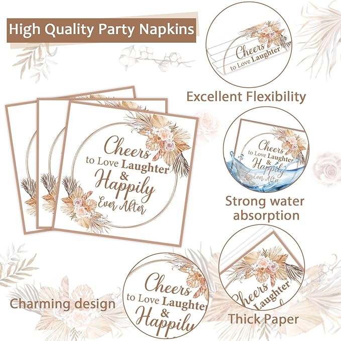 96Pcs Boho Bridal Shower Party Plates and Napkins for Bride Wedding