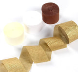 White-Brown Ivory-Gold Boho Party-Decorations Streamers - 8 Rolls