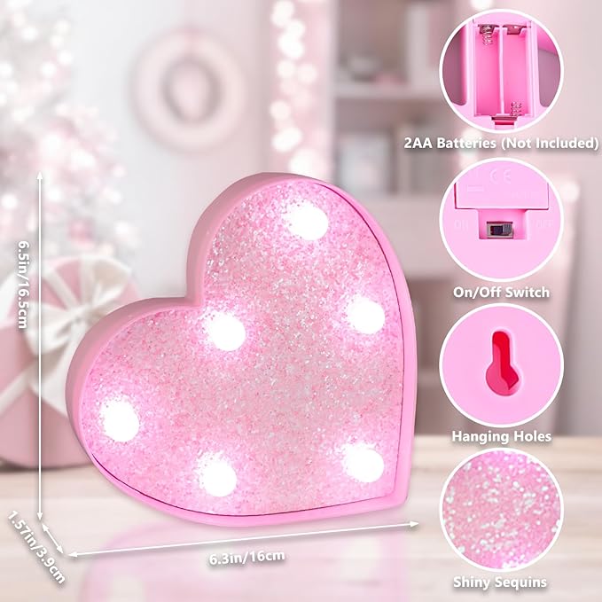 Pink Light Up Letters, LED Marquee Letters for Table, Small Glitter #1