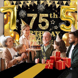 75th Birthday Decorations Men Women with 75th Birthday Banner Black