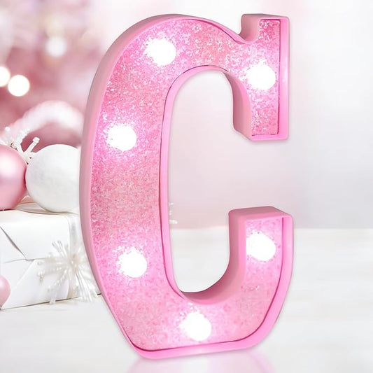 Pink Light Up Letters, LED Marquee Letters for Table, Small Glitter #1