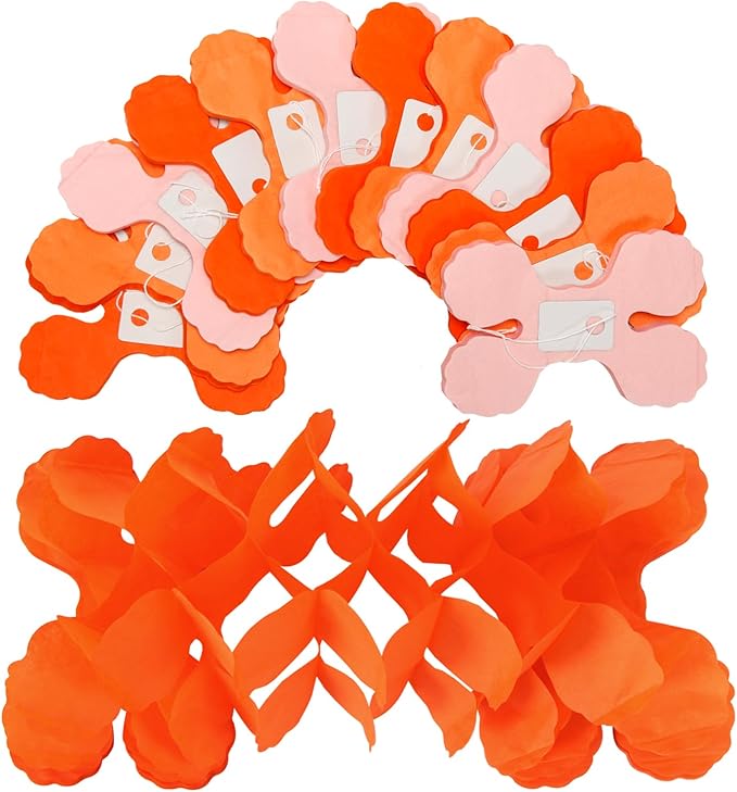 Fall-Boho Pink-Orange Groovy Thanksgiving Party-Decorations - 12pcs