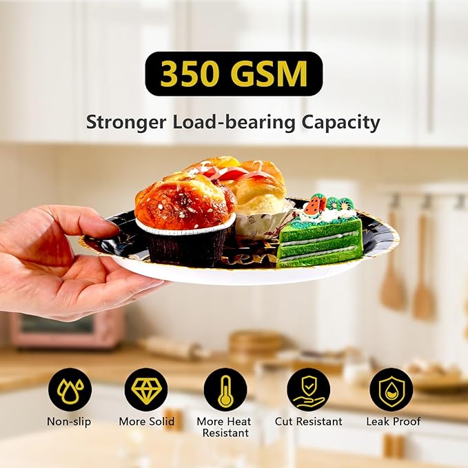 96 Pcs Retirement Party Plates Black and Gold Happy Retirement Party