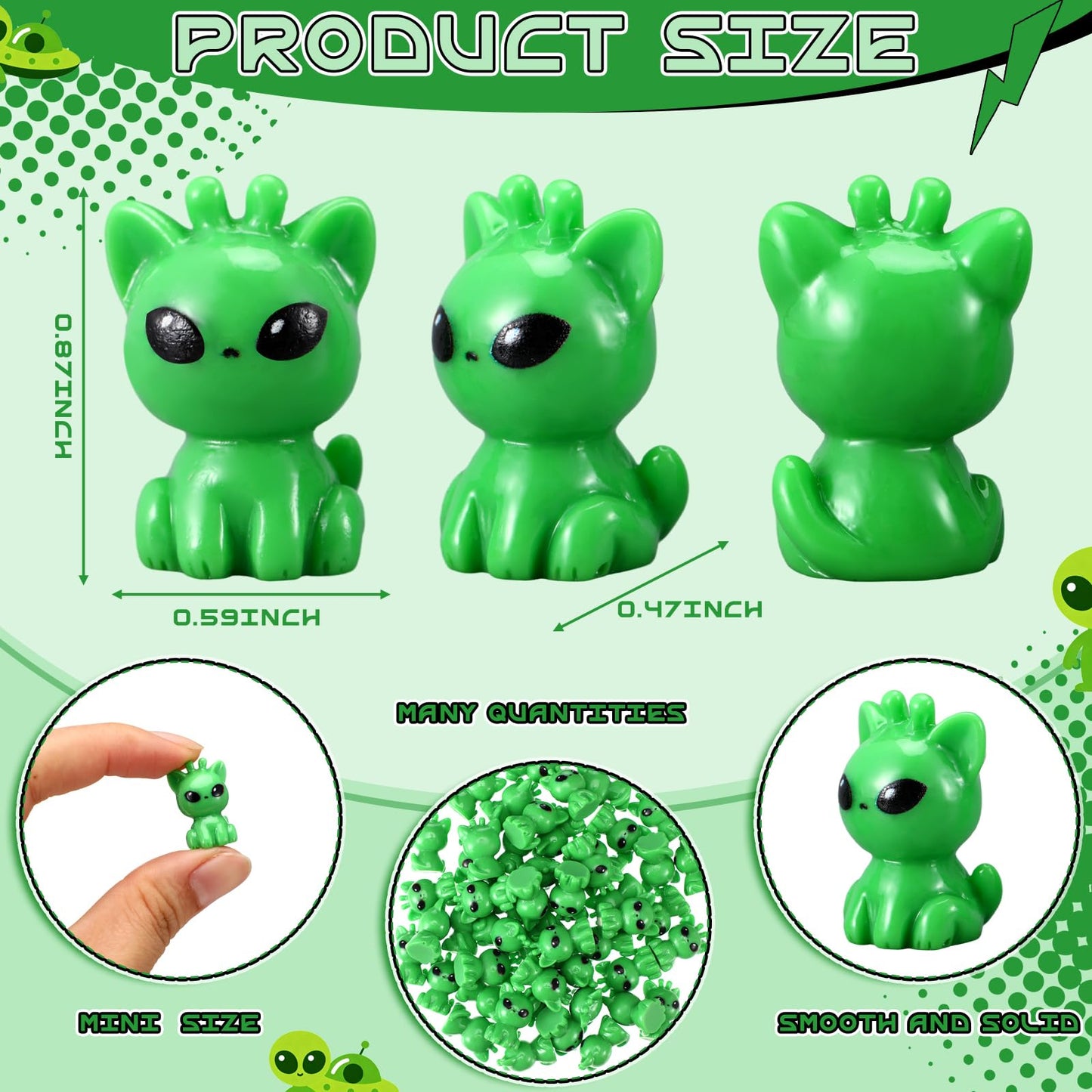 50 Pcs Resin Mini Alien Cat Figures Bulk Tiny Alien Cat