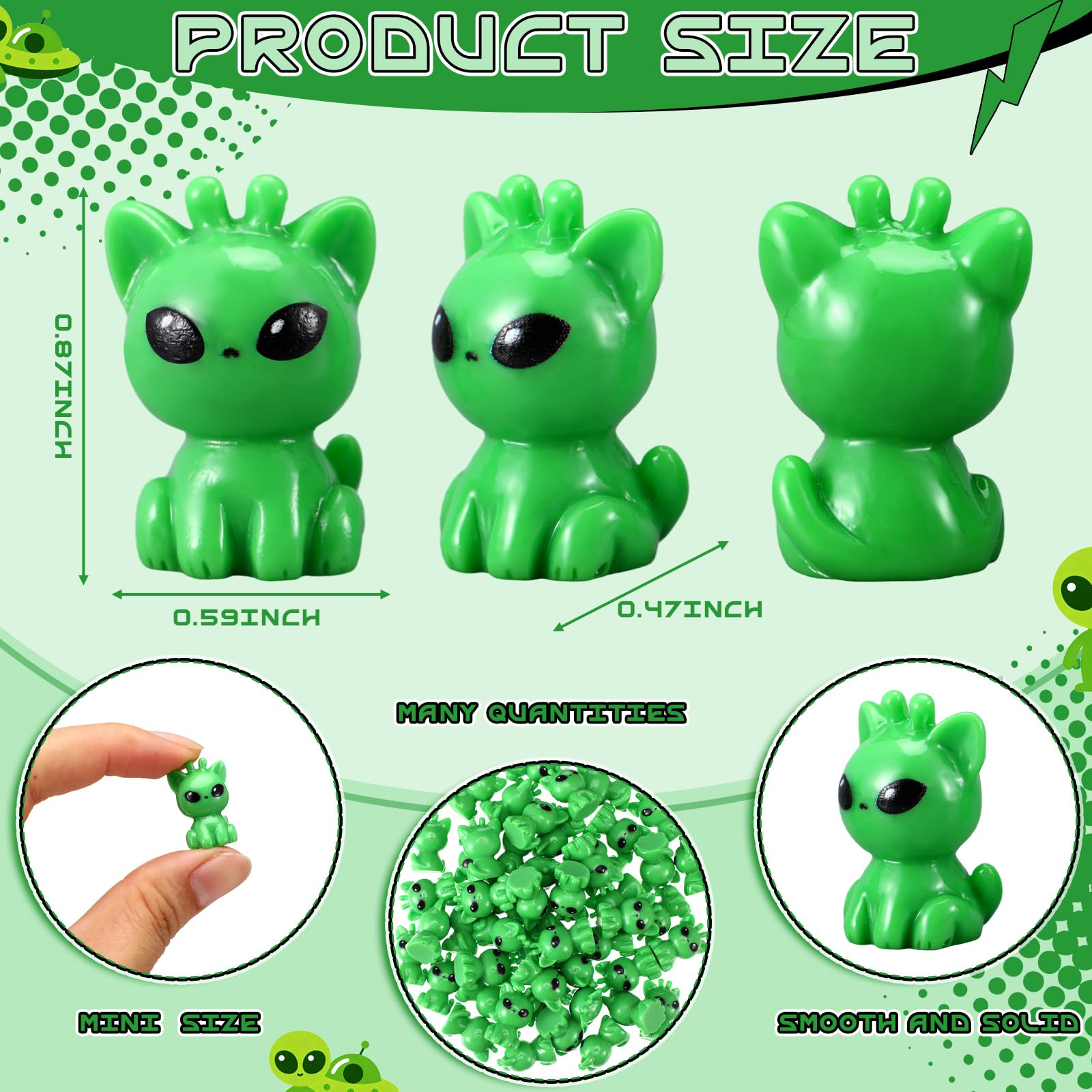 50 Pcs Resin Mini Alien Cat Figures Bulk Tiny Alien Cat