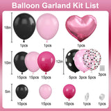 Pink Black Balloon Arch Kit, Pastel Hot Pink Black Dot Balloons
