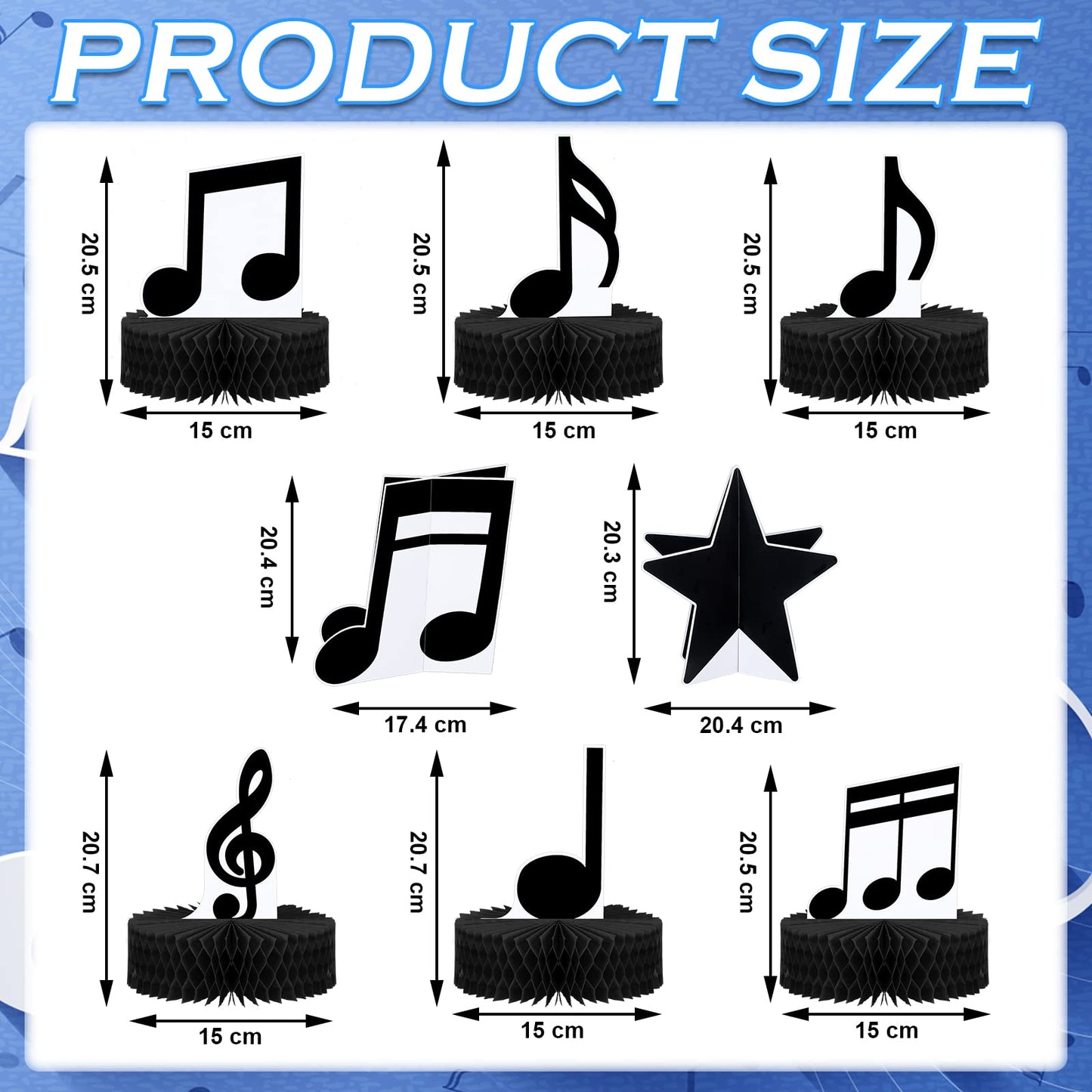 Sureio 8 Pack Music Notes Honeycomb Centerpieces Musicical Party