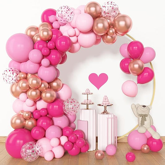 Amandir 153pcs Pink Balloon Garland Arch Kit, Different Sizes 18 12