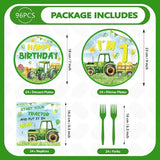 96Pcs Tractor 1st Birthday Party Decorations for Boys Farm Tractor